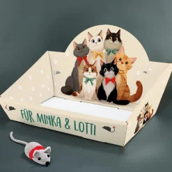Personalisierter Geschenkkorb für Katzen & Tierbesitzer mit Wunschtext | Geschenkverpackung in 2 Größen
