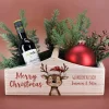 Personalisierter Geschenkkorb aus Holz zu Weihnachten mit Rentier | Pflanzkiste 'Merry Christmas'