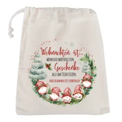 Personalisierter Geschenksack zu Weihnachten mit Wichtelmotiv | Geschenkverpackung in 3 Größen