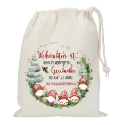 Personalisierter Geschenksack zu Weihnachten mit Wichtelmotiv | Geschenkverpackung in 3 Größen