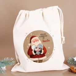 Personalisierter Geschenksack mit Foto-Herz, Wunschtext & Name | Geschenkverpackung zu Weihnachten