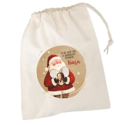 Personalisierter Geschenksack mit Foto-Herz, Wunschtext & Name | Geschenkverpackung zu Weihnachten