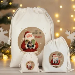 Personalisierter Geschenksack mit Foto-Herz, Wunschtext & Name | Geschenkverpackung zu Weihnachten