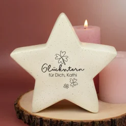 Personalisierter ‚Glücksstern‘ von Leonardo aus Keramik | Deko & Glücksbringer-Geschenk in 2 Größen