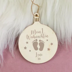 Personalisierter Holzanhänger - Mein 1. Weihnachten | Weihnachtsbaumschmuck & Geschenkanhänger