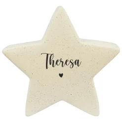 Personalisierter Keramikstern von Leonardo mit Name & Herzmotiv in Creme | Geschenk & Weihnachtsdeko