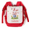 Personalisierter Kindergartenrucksack für Mädchen mit Hase & Name | Roter Kinder Rucksack als Geschenk