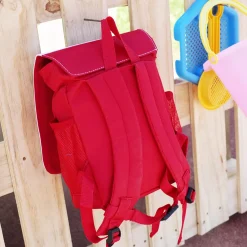 Personalisierter Kindergartenrucksack für Mädchen mit Hase & Name | Roter Kinder Rucksack als Geschenk