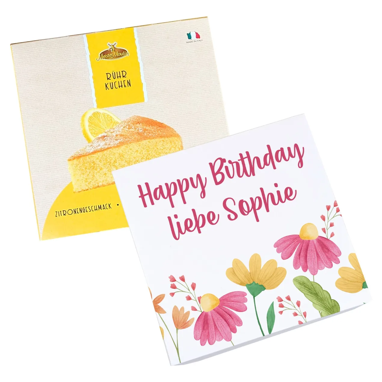Personalisierter Kuchen mit Wunschtext & Blumenmotiv | Geschenk für Geburtstag, Ostern & Muttertag