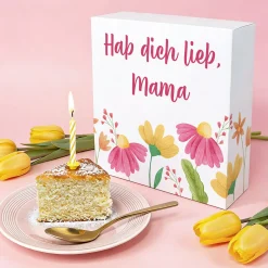Personalisierter Kuchen mit Wunschtext & Blumenmotiv | Geschenk für Geburtstag, Ostern & Muttertag