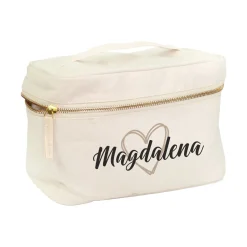 Personalisierter Kulturbeutel mit Name & Herz | Kosmetiktasche aus Baumwolle als Geschenk