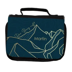 Personalisierter Kulturbeutel mit Berge Motiv | Waschtasche zum Aufhängen für Bergsteiger