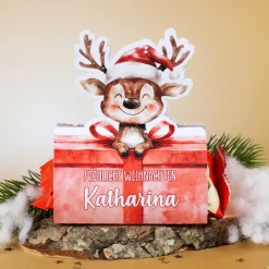 Personalisierter Mini-Stollen mit Geschenkverpackung | 80g | Rentier-Motiv