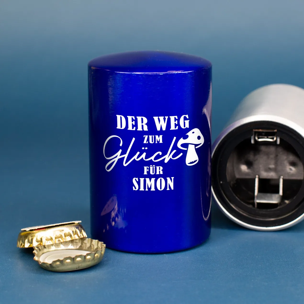 Personalisierter Push-Up Flaschenöffner 'Der Weg zum Glück' mit Name | Geschenk für Männer & Vatertag