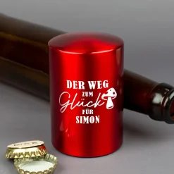 Personalisierter Push-Up Flaschenöffner 'Der Weg zum Glück' mit Name | Geschenk für Männer & Vatertag