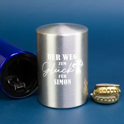 Personalisierter Push-Up Flaschenöffner 'Der Weg zum Glück' mit Name | Geschenk für Männer & Vatertag