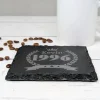 Personalisierter Schiefer-Untersetzer mit Gravur zum Geburtstag & Jubiläum | Kronen Motiv