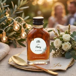 Personalisierter Schnaps zur Hochzeit als Gastgeschenk | 20 ml Fruchtlikör oder Kräuterlikör