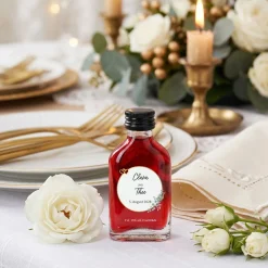Personalisierter Schnaps zur Hochzeit als Gastgeschenk | 20 ml Fruchtlikör oder Kräuterlikör