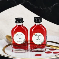 Personalisierter Schnaps zur Hochzeit als Gastgeschenk | 20 ml Fruchtlikör oder Kräuterlikör