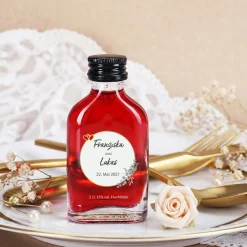 Personalisierter Schnaps zur Hochzeit als Gastgeschenk | 20 ml Fruchtlikör oder Kräuterlikör