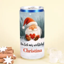 Personalisierter Secco mit Wichtel & Wunschtext | Sektgeschenk in der Dose zu Weihnachten