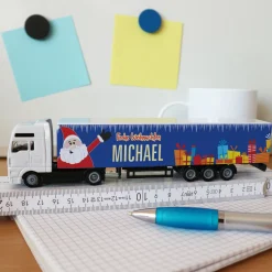 Personalisierter Spielzeug-LKW mit Name zu Weihnachten | Modell-LKW mit Weihnachtsmann