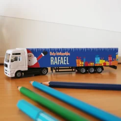 Personalisierter Spielzeug-LKW mit Name zu Weihnachten | Modell-LKW mit Weihnachtsmann