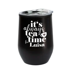 Personalisierter Thermobecher 'Tea Time' mit Name in 2 Farben | Geschenk für Frauen & Teeliebhaber