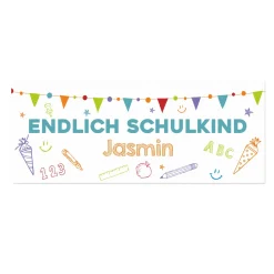 Personalisierter Tischläufer zur Einschulung mit Name | Endlich Schulkind | 2 Größen