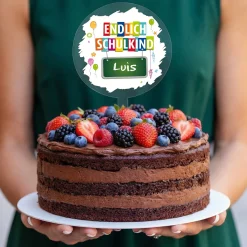 Personalisierter Tortentopper 'Endlich Schulkind' mit Name | Acryl Caketopper zur Einschulung