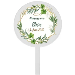 Personalisierter Tortentopper aus Acryl zur Taufe, Kommunion, Konfirmation im Aquarell-Design