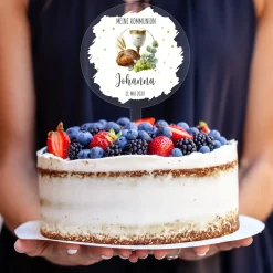 Personalisierter Tortentopper zur Taufe, Kommunion und Konfirmation | Caketopper mit Brot & Kelch