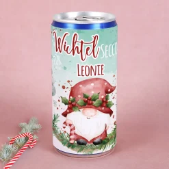 Personalisierter Wichtel Secco in der Dose mit Name | Weihnachtsgeschenk mit Wichtelmotiv