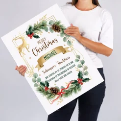 Personalisierter XXL Weihnachtsgutschein mit Name und Wunschtext | Extra große DIY-Klappkarte 50×70cm