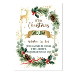 Personalisierter XXL Weihnachtsgutschein mit Name und Wunschtext | Extra große DIY-Klappkarte 50×70cm