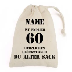 personalisierter Zuziehbeutel zum 60. Geburtstag des alten Sacks