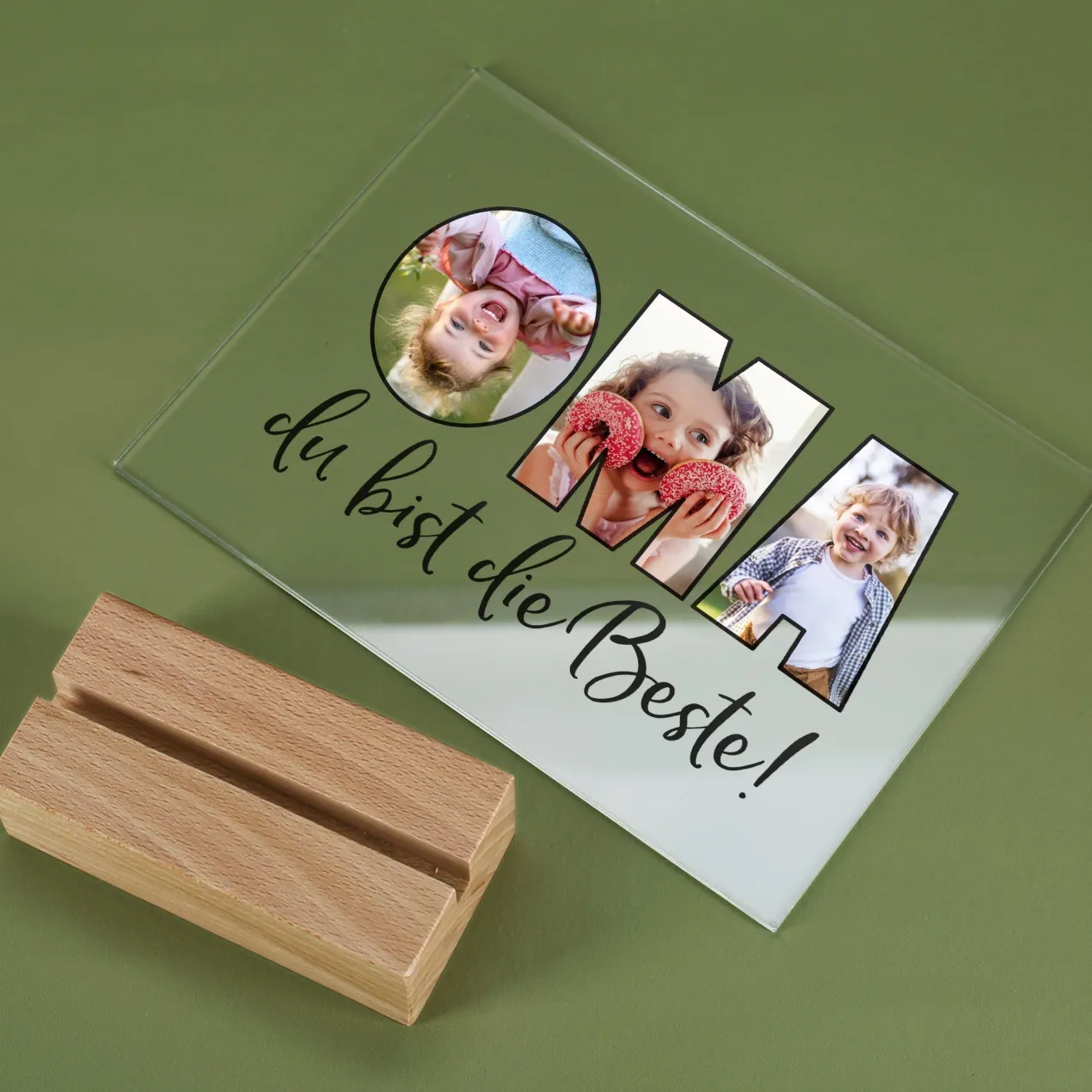 Personalisiertes Acrylbild mit 3 eigenen Fotos | Acrylglas als Geschenk für die beste Oma