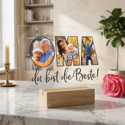 Personalisiertes Acrylbild mit 3 eigenen Fotos | Acrylglas als Geschenk für die beste Oma