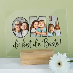 Personalisiertes Acrylbild mit 3 eigenen Fotos | Acrylglas als Geschenk für die beste Oma