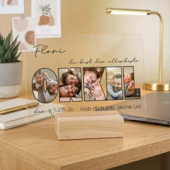 Personalisiertes Acrylglas mit 5 Fotos, Name & Text | Geschenk für den besten Onkel