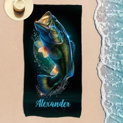 Personalisiertes Angler Handtuch mit Motivauswahl | Geschenk für Fischer | 3 Größen