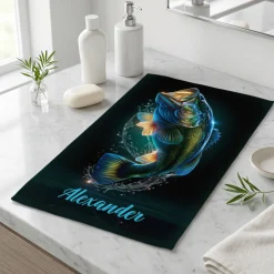 Personalisiertes Angler Handtuch mit Motivauswahl | Geschenk für Fischer | 3 Größen