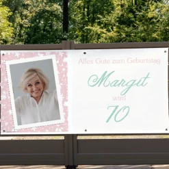 Personalisiertes Banner zum Geburtstag mit Foto, Name und Alter