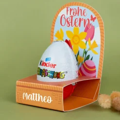 Personalisiertes Überraschungsei in Geschenkverpackung mit Name | Osterkörbchen mit Blumen Motiv