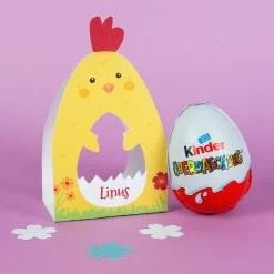 Personalisiertes Überraschungsei mit Name | Schoko-Ei zu Ostern in Hase oder Huhn Verpackung