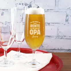Personalisiertes Bierglas zur Rente "ich bin Vollzeit Opa" mit Name