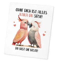 Personalisiertes Brillenputztuch mit Kakadu-Pärchen & Wunschtext | Ohne dich ist alles Kaka du süße!