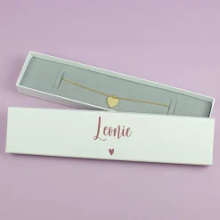 Personalisierte Schmuckverpackung mit Name & Herzsymbol | Geschenkbox für Armbänder mit Farbauswahl