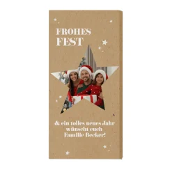 Personalisierte Schokolade mit Foto im Sternmotiv & Text | Weihnachtsgeschenk & Wichtelgeschenk